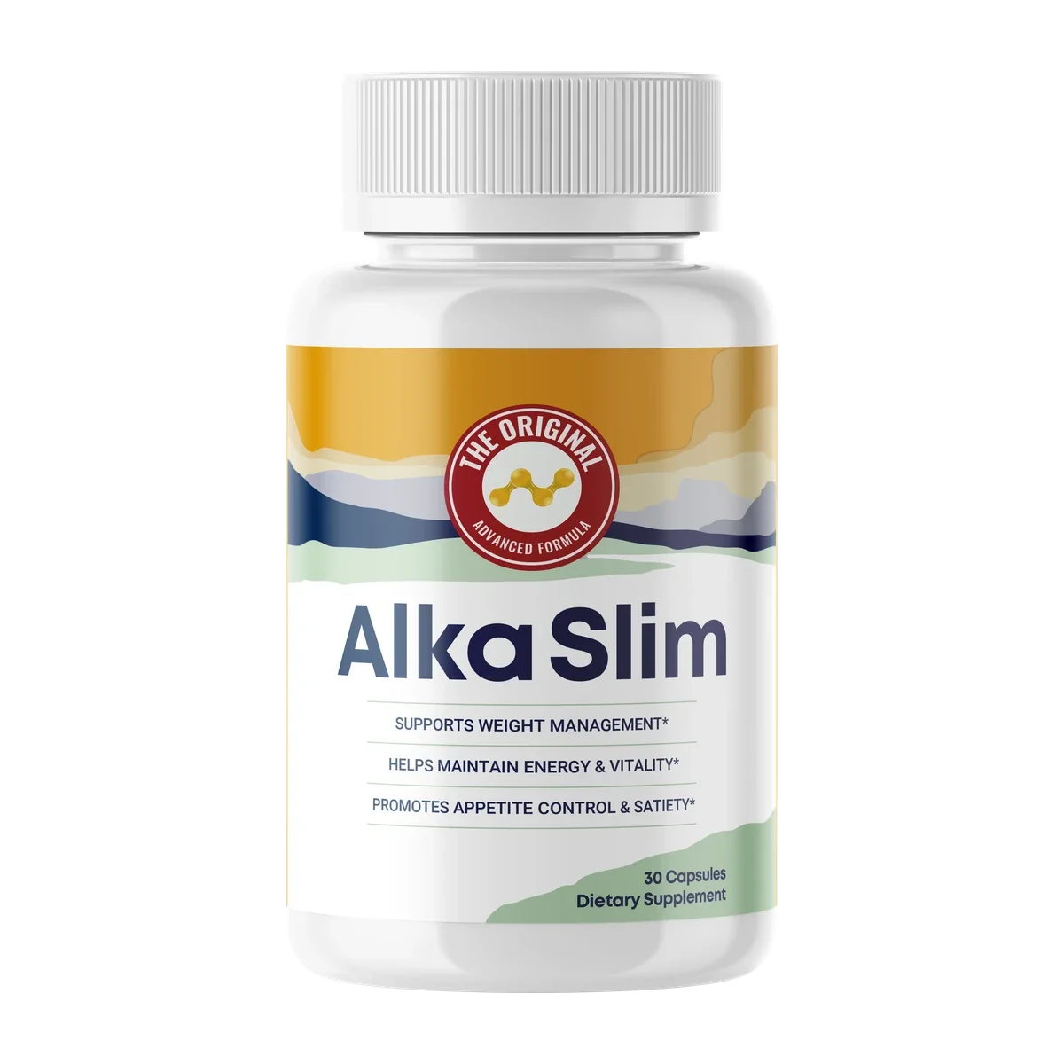 AlkaSlim capsules packaged as sold by the official store, shown against a plain white background