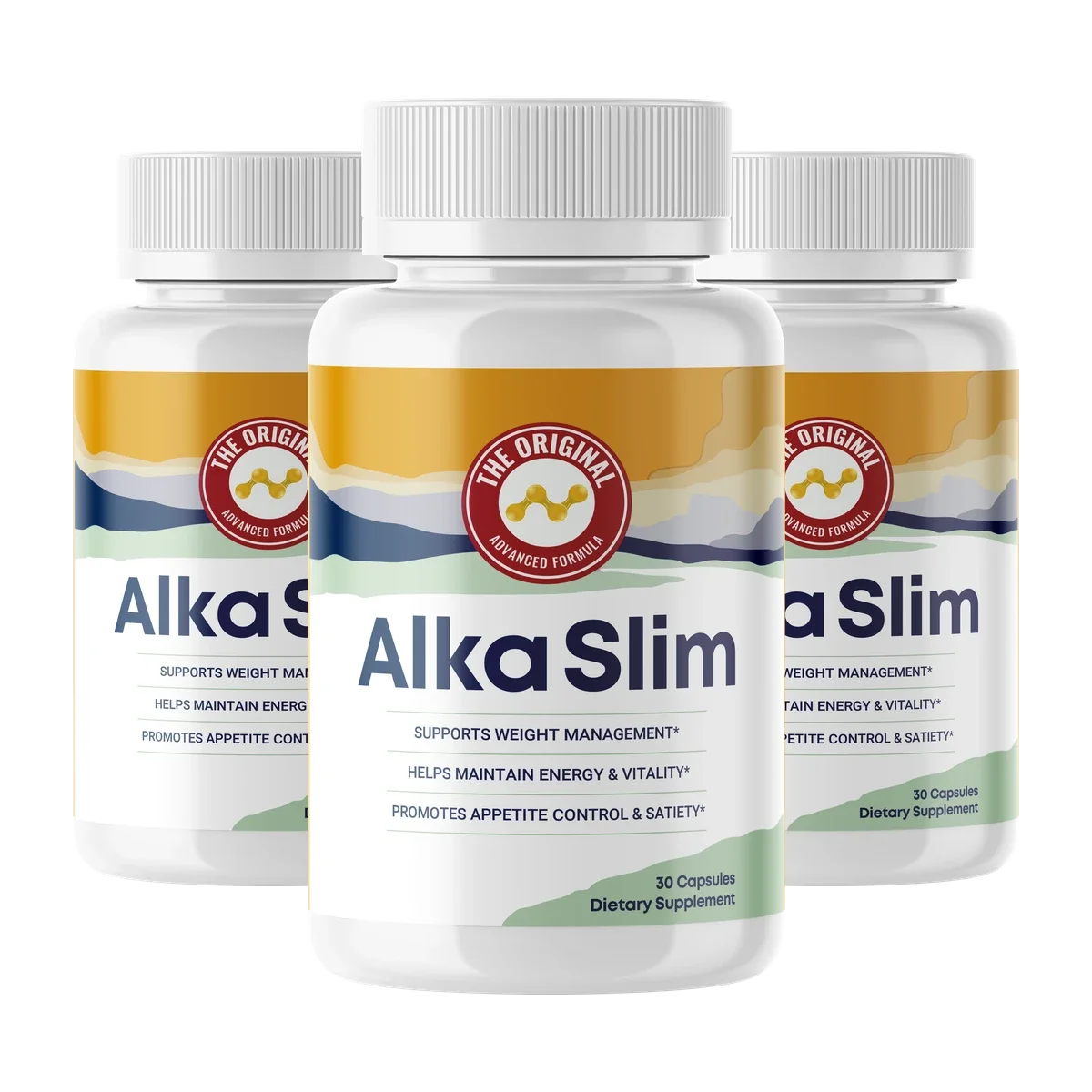 AlkaSlim 3 bottles pack, a 90 day supply of the once-daily alkalizing weight-management capsule